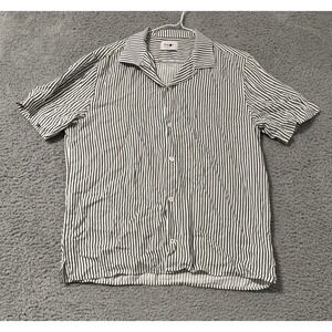 NNO7 No Nationality Mens Striped‎ Shirt size Medium Button Up Black/White